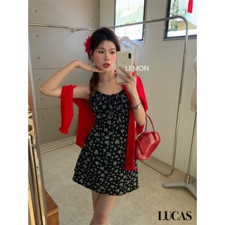 Váy 2 dây dáng ngắn họa tiết hoa nhỏ basic