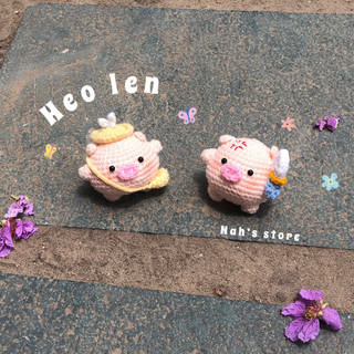 Móc khoá heo len cầm dao/đội nón thỏ mập mạp đáng iu || Nah’s store