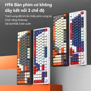 Bàn phím cơ không dây bluetooth H96 Full Size Leaven - Kết nối 3 chế độ - Led Rainbow - Có hot-swap