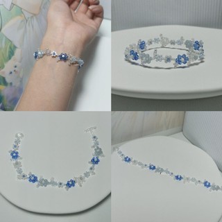 Vòng Tay Hạt Cườm Hình Hoa Màu Xanh Biển TK4119