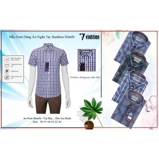 Áo Sơ Mi Ngắn Tay Bamboo Slimfit Vĩnh Tiến Kẻ Gtb 430