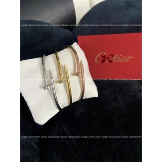 Vòng tay, lắc tay Catier đinh titan bản mảnh đính đá zircon cao cấp không đen gỉ