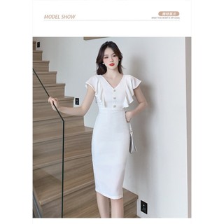HÀNG NHẬP  ĐẦM BODY CỔ V PHỐI BÈO CAO CẤP