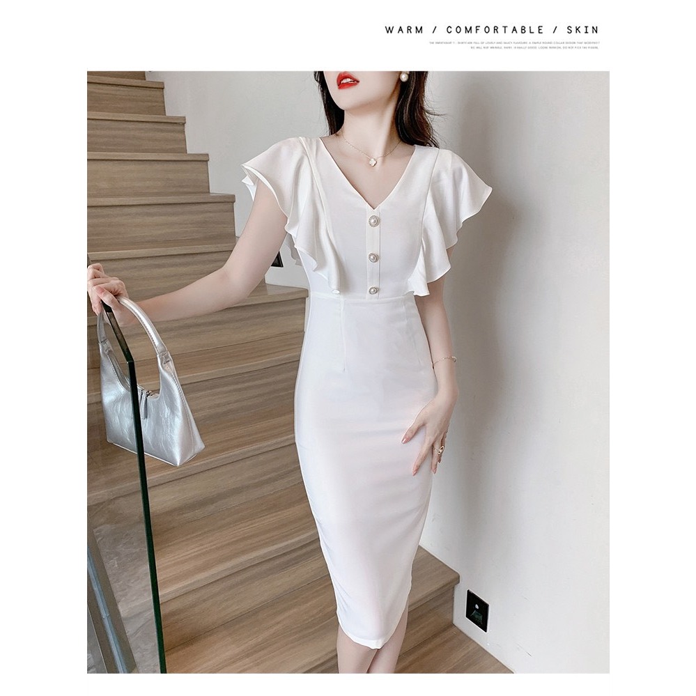 HÀNG NHẬP  ĐẦM BODY CỔ V PHỐI BÈO CAO CẤP