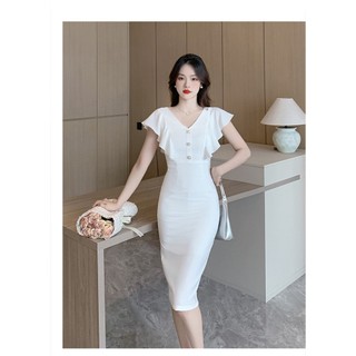 HÀNG NHẬP  ĐẦM BODY CỔ V PHỐI BÈO CAO CẤP