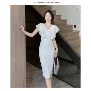 HÀNG NHẬP  ĐẦM BODY CỔ V PHỐI BÈO CAO CẤP