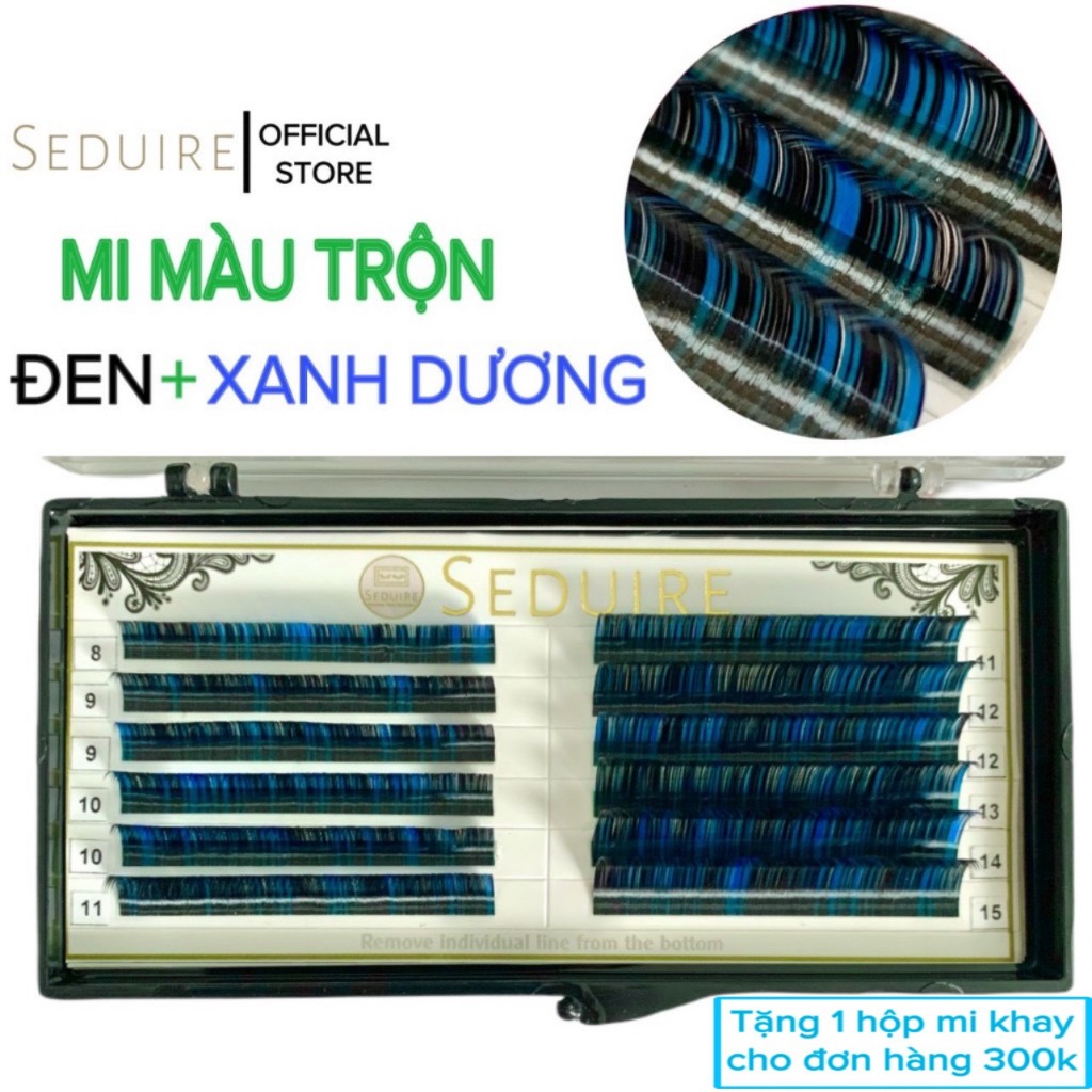 Mi khay SEDUIRE màu trộn (ĐEN + XANH DƯƠNG), 12 hàng (dụng cụ nối mi)