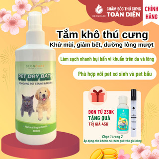 Xịt tắm khô chó mèo KHỬ MÙI HÔI CHÓ MÈO DƯỠNG LÔNG sạch khuẩn THƠM LÂU DÀNH CHO PET LƯỜI TẮM dạng xịt tiện lợi BEONCARE
