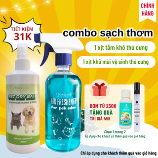 Combo SẠCH THƠM gồm 1 khử mùi nước tiểu chó mèo và 1 xịt tắm khô chó mèo Beoncare
