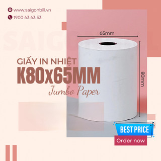 CUỘN 80x65 | GIẤY IN BILL K80 POS BÁN HÀNG GIẤY IN NHIỆT GIẤY IN HÓA ĐƠN NHÀ HÀNG CAFE TẠP HÓA SIÊU THỊ...