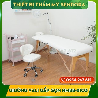 Giường Spa gấp gọn nhập khẩu, giường vali chân gỗ cao cấp HMBB-8103-60