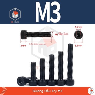 Ốc - Bulong Lục Giác M3 (3mm) - Dùng Lục Lăng 2.5 (10con)