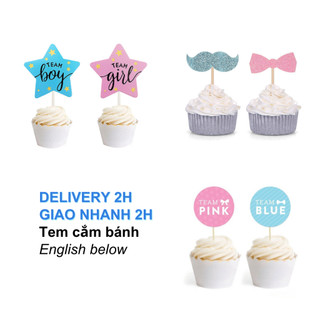 Tem cắm bánh tiệc baby shower cupcake topper tbgt34