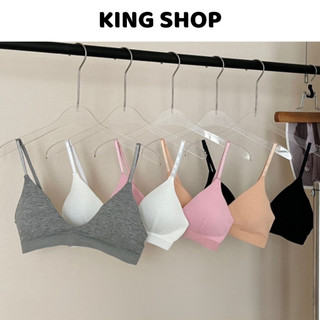 Áo bra không gọng 2 dây cotton mềm thoáng mát , áo 2 dây ôm gọn ngực phong cách trẻ trung mút mỏng king shop b8038