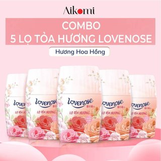 Combo 5 Lọ tỏa hương Lovenose hương Hoa Hồng tự nhiên dễ chịu khử mùi sáp thơm phòng thế hệ mới 60 ngày