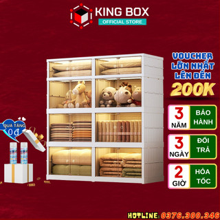 Tủ đựng quần áo ,tủ đựng đồ thông minh kingbox 8 ngăn 9104-1-3g bảo hành 3 năm tủ đa năng gấp gọn tiện lợi