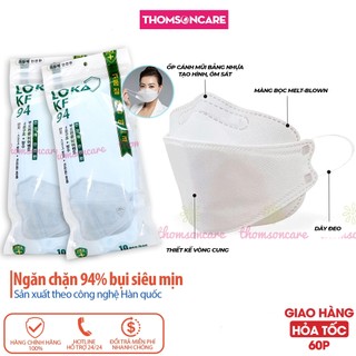 Khẩu trang KF94 Loka - công nghệ 4D Hàn Quốc, kt y tế chống bụi kháng khuẩn