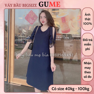 Đầm Bầu Công Sở 40-130kg - Váy Bầu GUME Váy Bầu Mùa Hè Thiết Kế Dáng Suông, Cổ Tròn Tay Ren Quyến Rũ MB28
