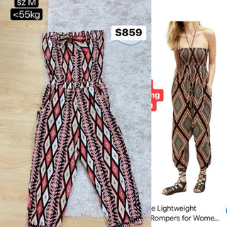 Jumpsuit ống cột nơ hoạ tiết thổ cẩm.s859