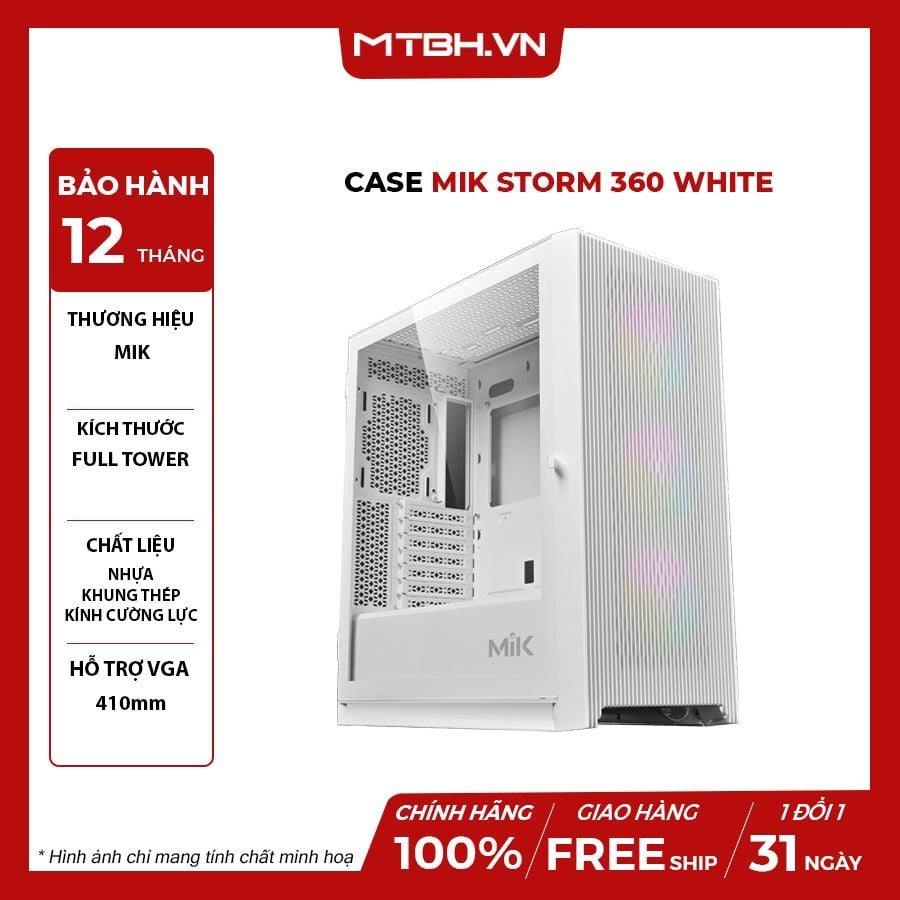 Vỏ Case Máy Tính Mik Storm 360 White