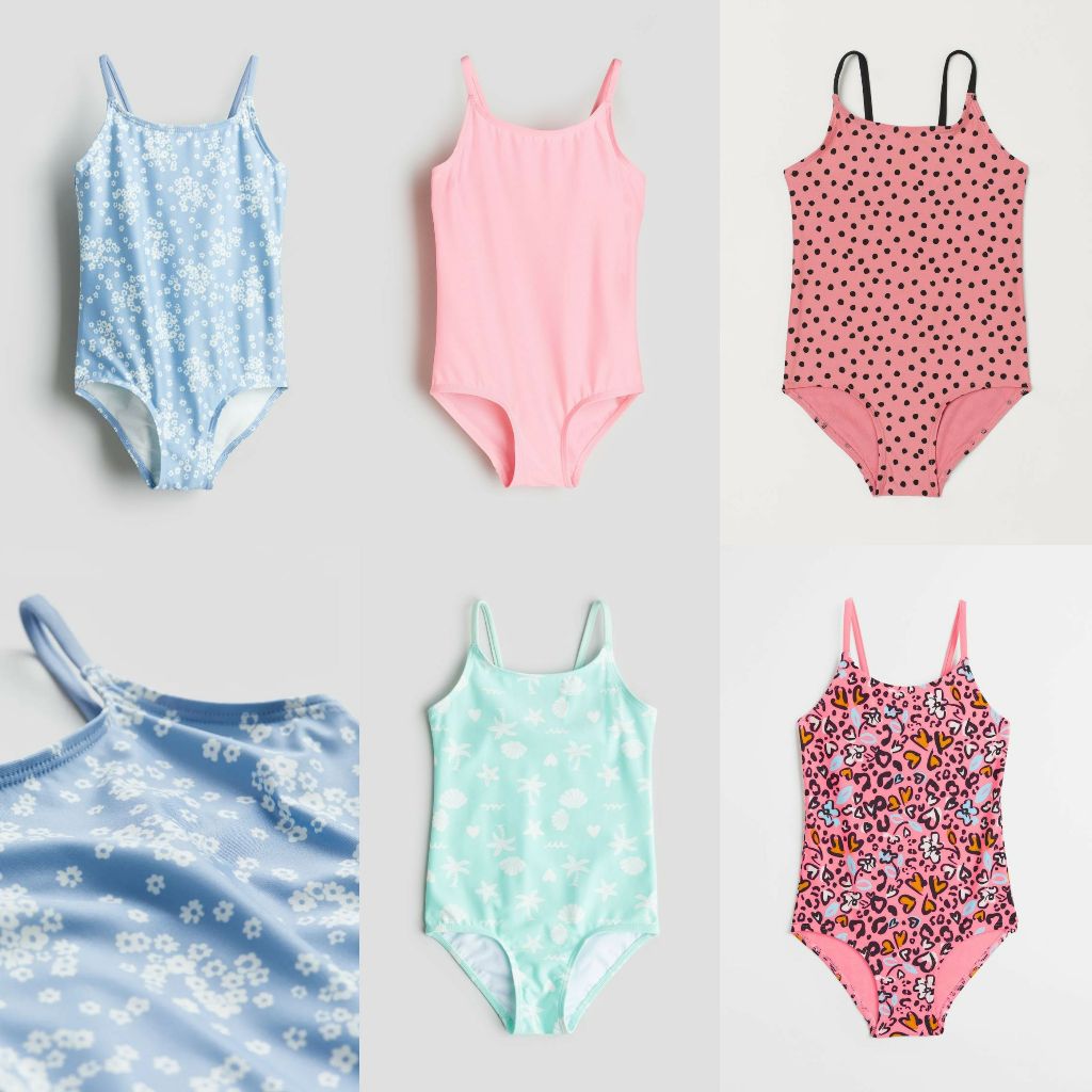 [Form nhỏ] Áo bơi navy tim xanh hồng hoa tím HM H&M_hàng chính hãng authentic