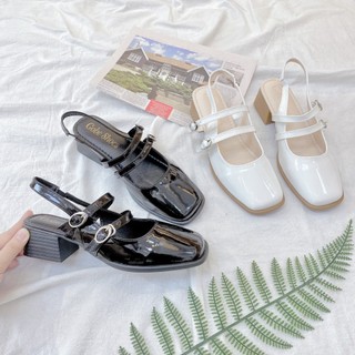 Giày slingback nữ - GOBE - M142 - Màu đen và kem