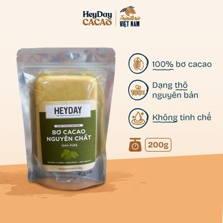 Túi 200g - Bơ cacao nguyên chất Heyday - Raw cocoa butter - Sử dụng làm bánh, mỹ phẩm hoặc chocolate