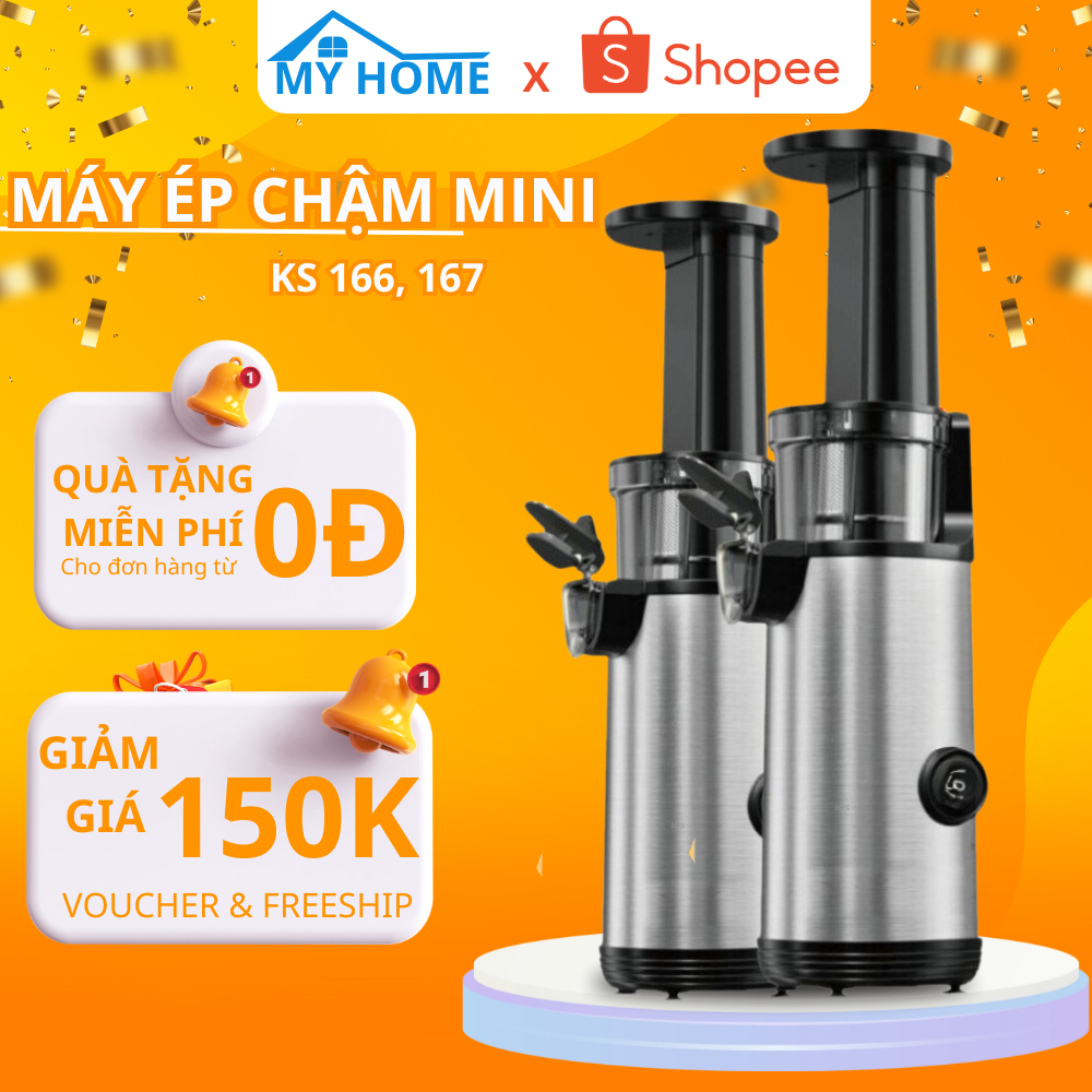 Máy Ép Chậm Thân INOX Ép Hoa Quả Kiệt Nước 97% Nguyên Vị, Máy Ép Trái Cây KS167, KS166 Chính Hãng