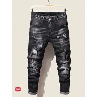 Quần Jean Nam DR99RT Chất Bò Ống Côn Phối 2 Màu Không Rách Hàng Đẹp Chuẩn Shop Chất Jean Mềm Mịn