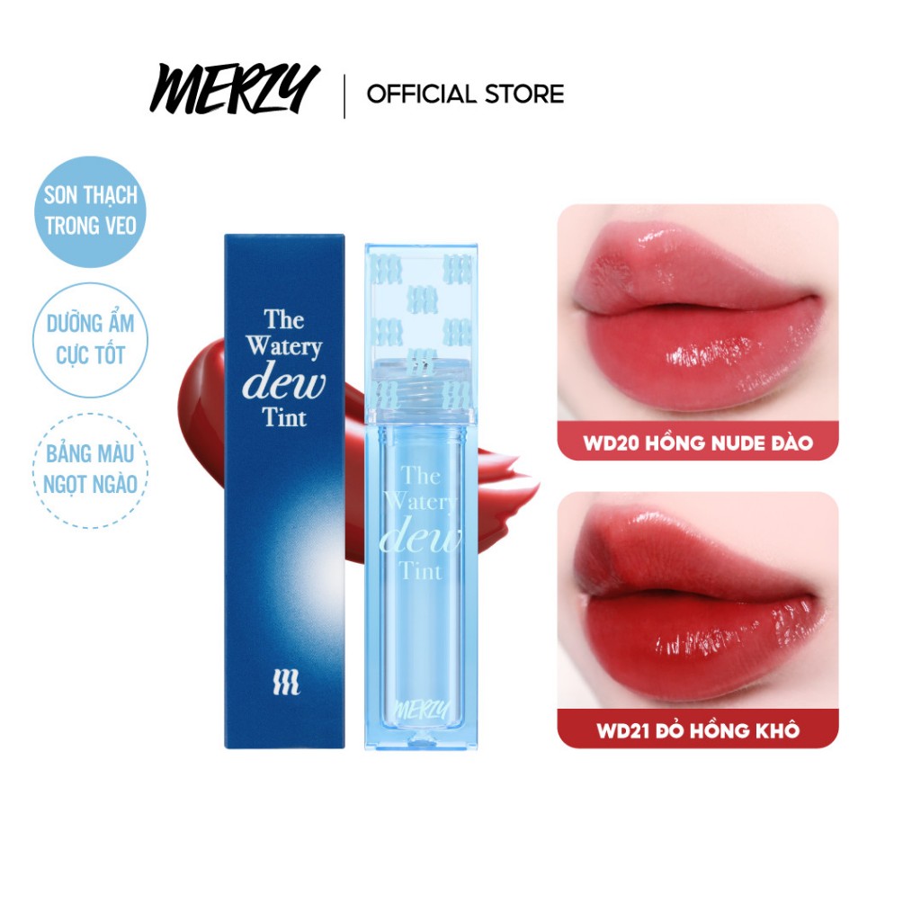 [NEW][Ver 4] Son Tint Bóng Hàn Quốc Bền Màu, Lâu Trôi Cho Đôi Môi Căng Mọng, Ẩm Mịn Merzy The Watery Dew Tint 4g