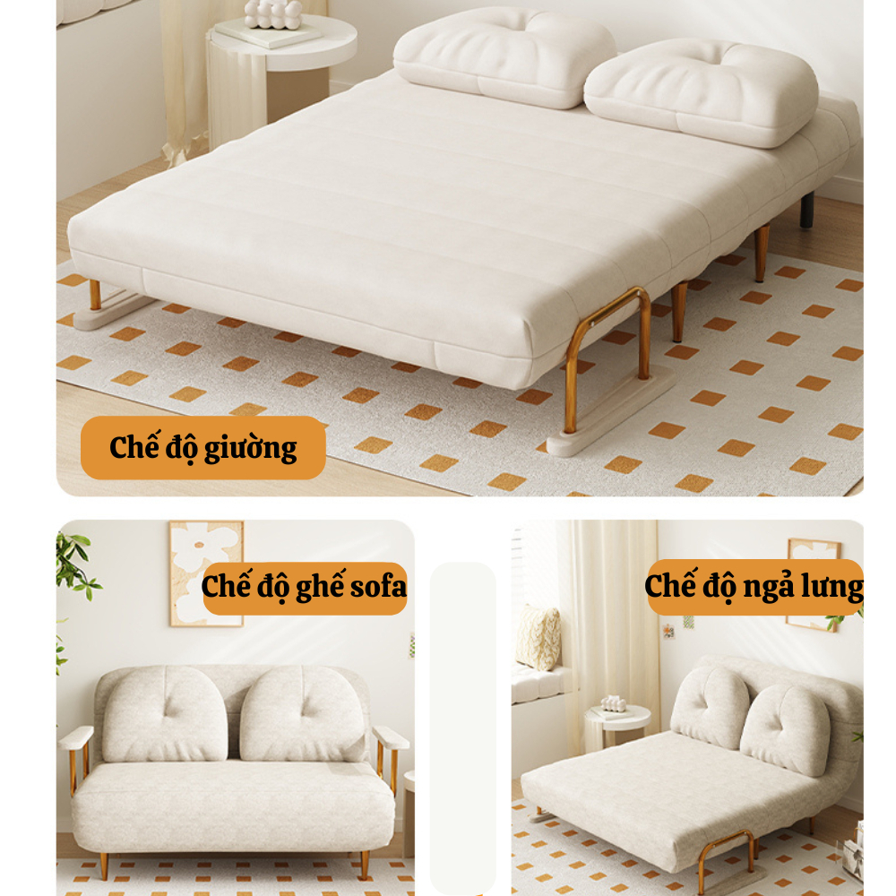 Ghế sofa giường đa năng khung thép chắc chắn bảo hành 12 tháng, Giường sofa gấp gọn vải nhung có khóa kéo vệ sinh | BigBuy360 - bigbuy360.vn