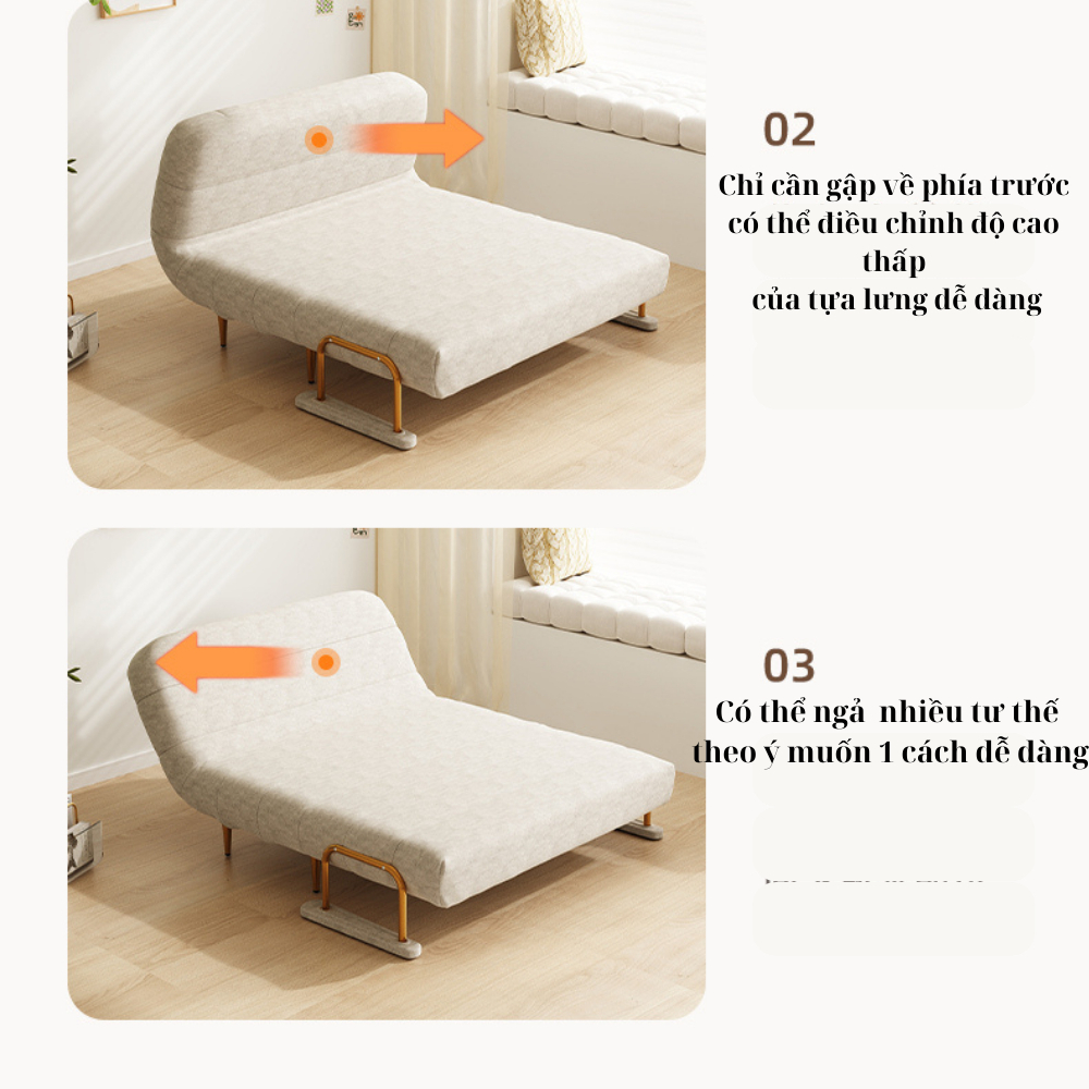Ghế sofa giường đa năng khung thép chắc chắn bảo hành 12 tháng, Giường sofa gấp gọn vải nhung có khóa kéo vệ sinh | BigBuy360 - bigbuy360.vn