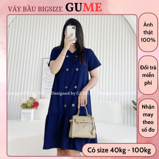 Đầm Bầu Công Sở 40-130kg - Váy Bầu GUME Váy Bầu Công Sở Thiết Kế Đuôi Cá, Cổ Bẻ. Dáng Dài Qua Gối MB128