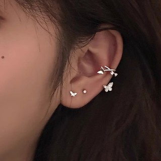 Bông tai nữ mạ bạc đeo 1 bên ôm sát tai hợp kim titan phong cách Hàn Quốc Boho