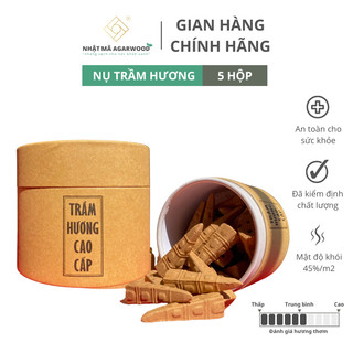 Combo 5 hộp nụ trầm hương, trầm hương xông nhà - Hộp 30 nụ - Nhật Mã Agarwood