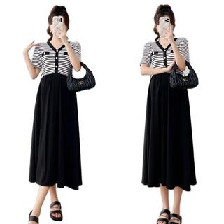 Váy suông đầm bầu thiết kế cotton kẻ pha thô lụa mềm mại mát mẻ V207