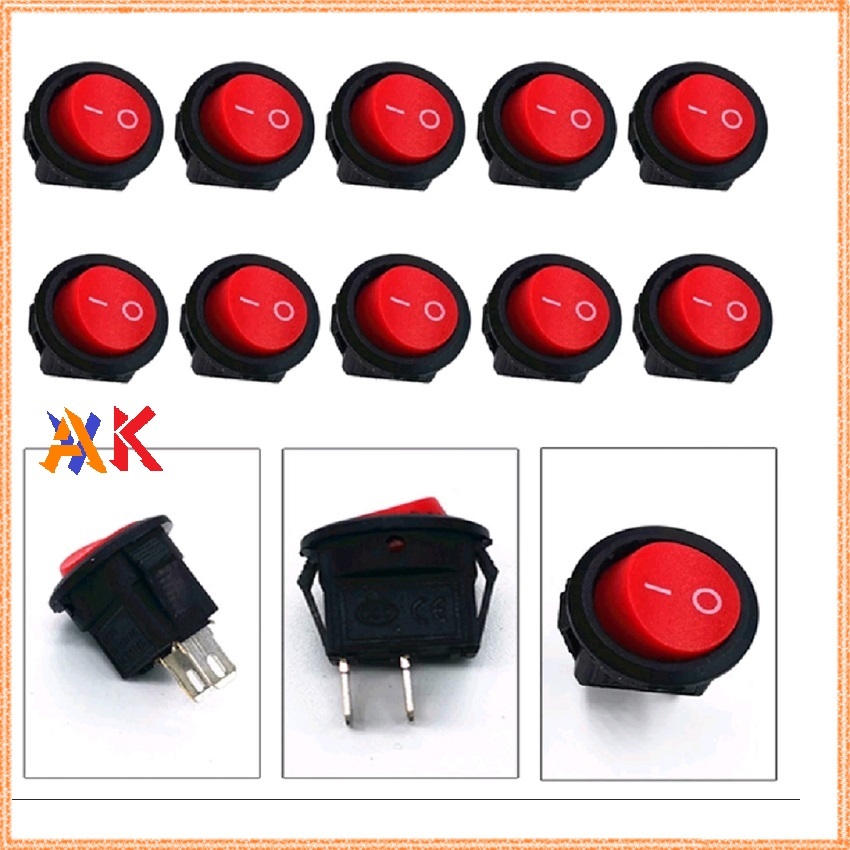 [V.A.K] Set 5 cái Công tắc bập bênh tròn 20mm KCD1 6A-250v(3 chân không đèn báo)