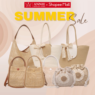 Túi cói dệt thủ công phối dây da, Túi tone nâu be du lịch đi biển mùa hè, phong cách boho vintage Hàn quốc Annie