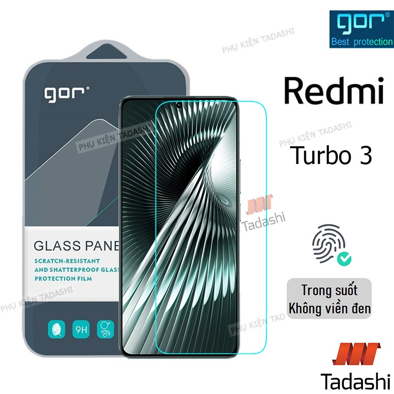 Kính Cường Lực Gor Redmi Turbo 3 5G, POCO F6/ F6 Pro 5G Trong Suốt Không Viền Đen 9H/ Vát 2.5D - Hãng Gor