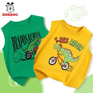 BST áo ba lỗ bé trai BOBDOG 2024, áo 3 lỗ chất cotton in hình khủng long cho bé