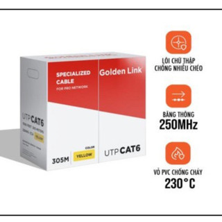 Cáp Mạng Goldenlink UTP Cat6 TAIWAN 305M Bootrom ( Màu Vàng)
