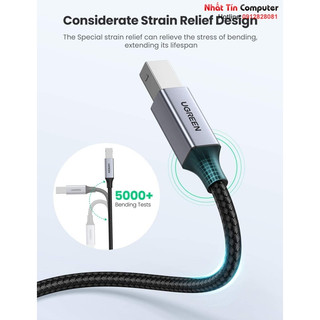 Cáp máy in usb type-c to usb type-b dài 2m bọc dù ugreen 80807 cao cấp