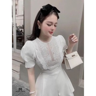 Đầm trắng phối ren tay bồng đi tiệc size s