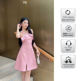 Đầm nữ VANANHSCARLET hai dây đính nơ V016S24