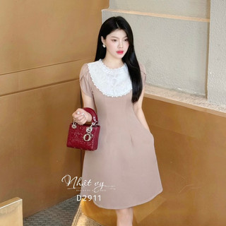 Đầm công sở bigsize Maihouse cổ tròn phối ren dáng xoè chất liệu lụa phù hợp đi làm dự tiệc dạo phố thanh lịch - D2911