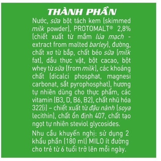 Lốc Milo 4 Hộp Milo Lúa Mạch 180ml -110ml