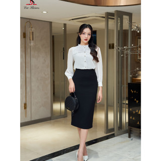 Áo sơ mi thiết kế Lee Shines, tay dài cổ nhún sang trọng, chất tơ ánh mềm mại