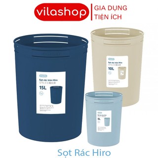 Thùng Đựng Rác, Sọt Rác Tròn Hiro 5L-10L-15L Có Cài Túi Rác Đa Năng Tiện Lợi