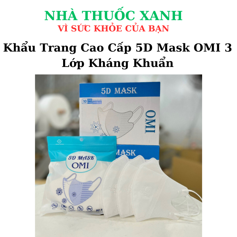Khẩu trang 5D Mask OMI cao cấp kháng khuẩn gói 10 chiếc