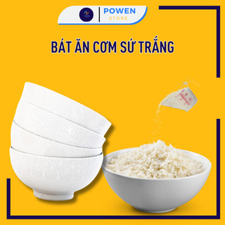 Set 20 chén set 10 chén bát ăn cơm sứ trắng trơn hàng dày